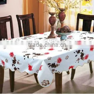 Printed Vinyl Table Cloth With Flannel Backing, Stitched Edge, Oblong Tablecloth thumbnail-1