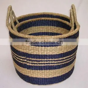 New Seagrass Basket Set Of With Handle for Storage and Home Decoration thumbnail-1