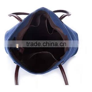 2015 Fahionable Canvas Tote and Shoulder Portable Large Eco Friendly Shopping Bag for Women thumbnail-3