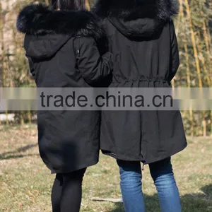 Wholesale Price Hot Selling Popular Parka Jacket With Real Silver Fox Fur Hood Trim thumbnail-3