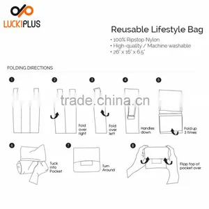 Luckiplus Reusable Shopping Bag Foldable Shopping Bag100% Ripstop Nylon Blue thumbnail-5