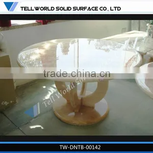 High Glossy Artifical Marble Chinese Restaurant Round Table Furniture thumbnail-1