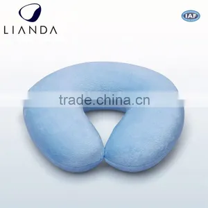 Cute Fast Delivery Plush Fabric Ergonomic Memory Foam Travel Neck Pillow With Simple Logo thumbnail-1