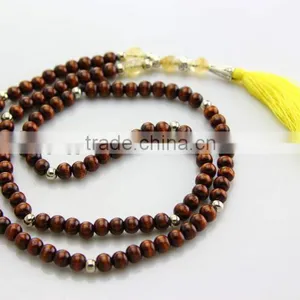 Good Luck Long Wooden Beads Necklace With Long Tassel Rosary Necklace thumbnail-6