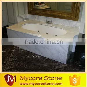 Hand-made Craving Stone Bathtub, Polished White Marble Bathtub thumbnail-4