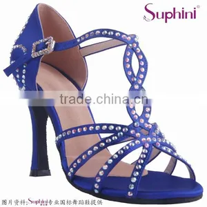 Suphini New Design Blue Latin Dance Shoes Crystals thumbnail-1