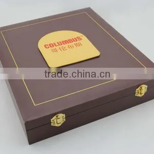 Luxury Wooden Box For Collector Plates With Gold Lock thumbnail-1