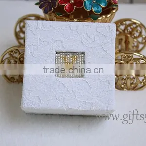 Custom White Wedding Ring Box With Beaded Name Plate of X thumbnail-1