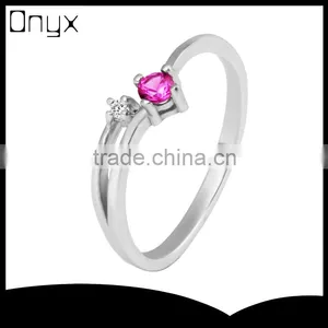 925 Sterling Silver Classic White and Pink Ring With Double Zircon thumbnail-1