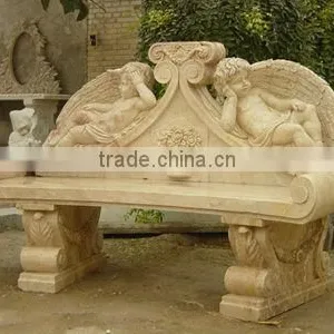 Sandstone Marble Carved Backed Sculpture Bench thumbnail-1