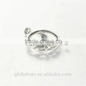 Hot Selling Solid Silver Bird Arrow Clear CZ Pendant For Gay Men Necklace thumbnail-3
