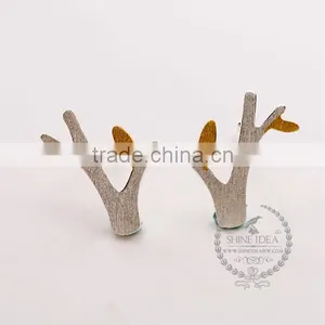 925 Sterling Solid Silver Tree Plant Mix Color Branch Leaf Earring Stud Fashion Women Earrings 6730610 thumbnail-1
