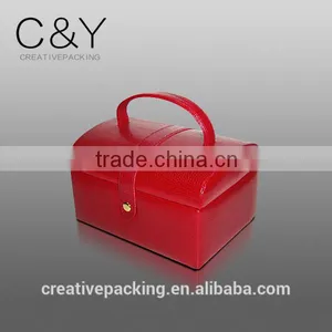 Luxury Large Capcity Leather Jewelry Gift Box With a Handle thumbnail-1