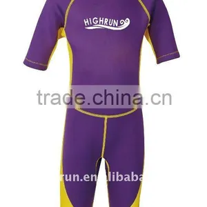 Children's Purple and Yellow Neoprene Shorty Surfing Suit Wetsuit thumbnail-1