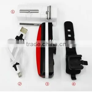USB Rechargeable Led Bike Bicycle Laser Beam Rear Tail Light Strobe Light Lamp On Bike thumbnail-3