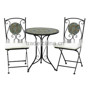 Set of 3pcs Mosaic Cast Iron Bistro Set thumbnail-1