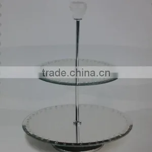 Acrylic Beaded Beveled Mirror Cake Plate Dessert Rack thumbnail-2