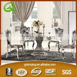 TH379 2015 Modern Design Stainless Steel Base Round Glass Top Dining Table thumbnail-2