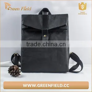 Black Kraft Paper School Bag Backpack, Washable Paper Bag for Men thumbnail-1