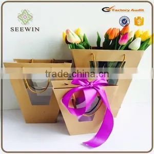 2017 New Design Craft Paper Flower Bag/ Craft Bag With Window for Flower thumbnail-2