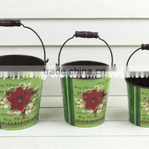 HOBBY LOBBY! Christmas Decorative Metal Round Tin Bucket With Lid thumbnail-1