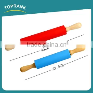 Toprank Wholesale Custom Colorful Used Noodle Flour Rolling Dough Decorative Rolling Pin Silicone Rubber Wooden Rolling Pin thumbnail-1