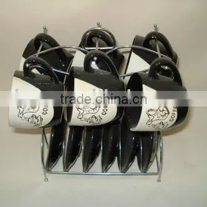 Ceramic Coffee Set With Iron Rack thumbnail-1