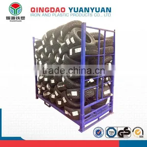 Hot Sale Metal Galvanized Steel Pallet Logistic Display Trolley Tyre Mobile Tire Rack thumbnail-1
