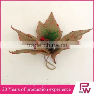 Bulk Buy Linen Poinsettia Flower Christmas Decorations thumbnail-2
