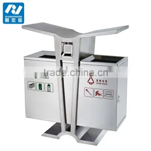 Stainless Steel Metal Outdoor Garbage Urban Dust Bin thumbnail-5