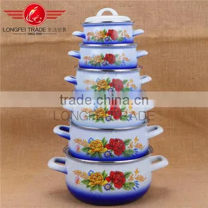 Cheap Price 5pcs Persimmon Typemulti-purpose Enamel Casserole / Cookware Set thumbnail-2