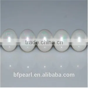 20mm Round Shiny White Genuine Pearls Strands Handmade Shell Jewelry thumbnail-1