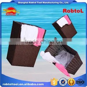 Clothing Laundry Basket Woven Washing Cloths Storage Hamper Rattan Plastic Polyethylene Bin Tidy thumbnail-3