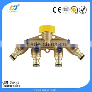 Heavy Duty Brass 4 Way Garden Hose Shut Off Connector thumbnail-4
