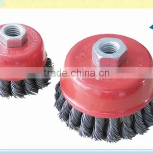 Knotted Steel M14x2 Thread Round Twist Wire Cup Brushes thumbnail-1