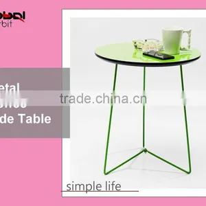 Fashion Round Coffee Table Home Metal Furniture Modern White Tea Round Side Table thumbnail-1