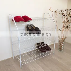 Living Room Furniture Stackable 4 Tier Stainless Steel Metal Shoe Rack thumbnail-1