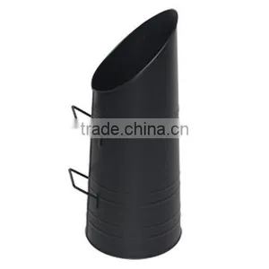 Fireplace Accessory Round Metal Matte Black Coal Hod thumbnail-1