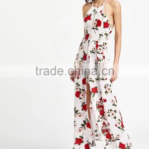 Whosale Clothing OEM Hollow Out Slit Crisscross Back Calico Print Dress thumbnail-2