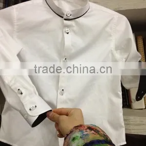 Custom Boys Dress Shirts Wholesale Banded Collar White Dress Shirts thumbnail-1