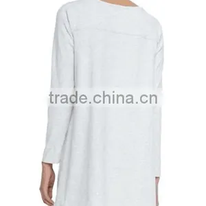 Scoop Neckline Longline Women's Tees/Hem Falls to Upper Thigh Loose Fit t Shirt for Ladies thumbnail-2