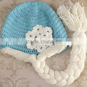 Snowflake Pattrrn Blue Cute Fashion Baby Crochet Hat thumbnail-1