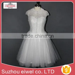 Short Net Applique Lace Mini Wedding Dress thumbnail-1