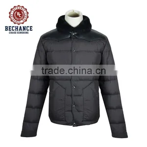 2017 Men's Down Jacket With Lamb Fur Collar Leather Yoke thumbnail-1