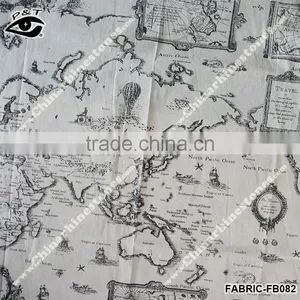 New World Map Fabric Map Pattern Linen Fabric For Tablecloth Sofa Decorations thumbnail-2