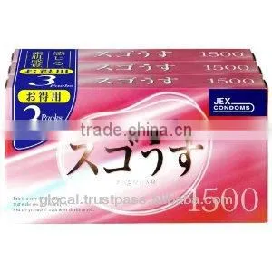 Japan Condom ' Sugo Usu 1500 ' --- Inside Top Jelly-filled Condom --- 12 x 3p thumbnail-1