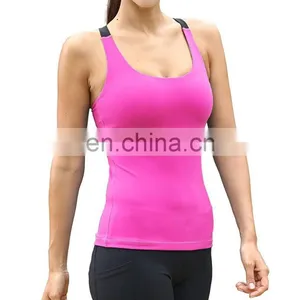 Wholesale Sport Women's Athletic Tank Top Vest Gym Seamless Nude Yoga Tops thumbnail-3