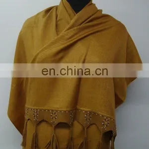 Silk Pashmina Scarf With Sued Trims thumbnail-3