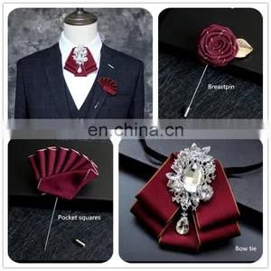 Aidocrystal Wholesale Fashion Classic Ties For Men Wedding Neckties Matching Pocket Square Polyester thumbnail-1