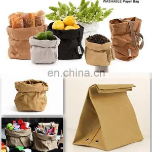 Customized Waterproof Foldable Easy Carry 15kg Kraft Paper Bag for Fruit and Food thumbnail-5